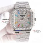  Super Clone Patek Philippe Cubitus Iced Out Diamond Rainbow Markers 45mm Watch 